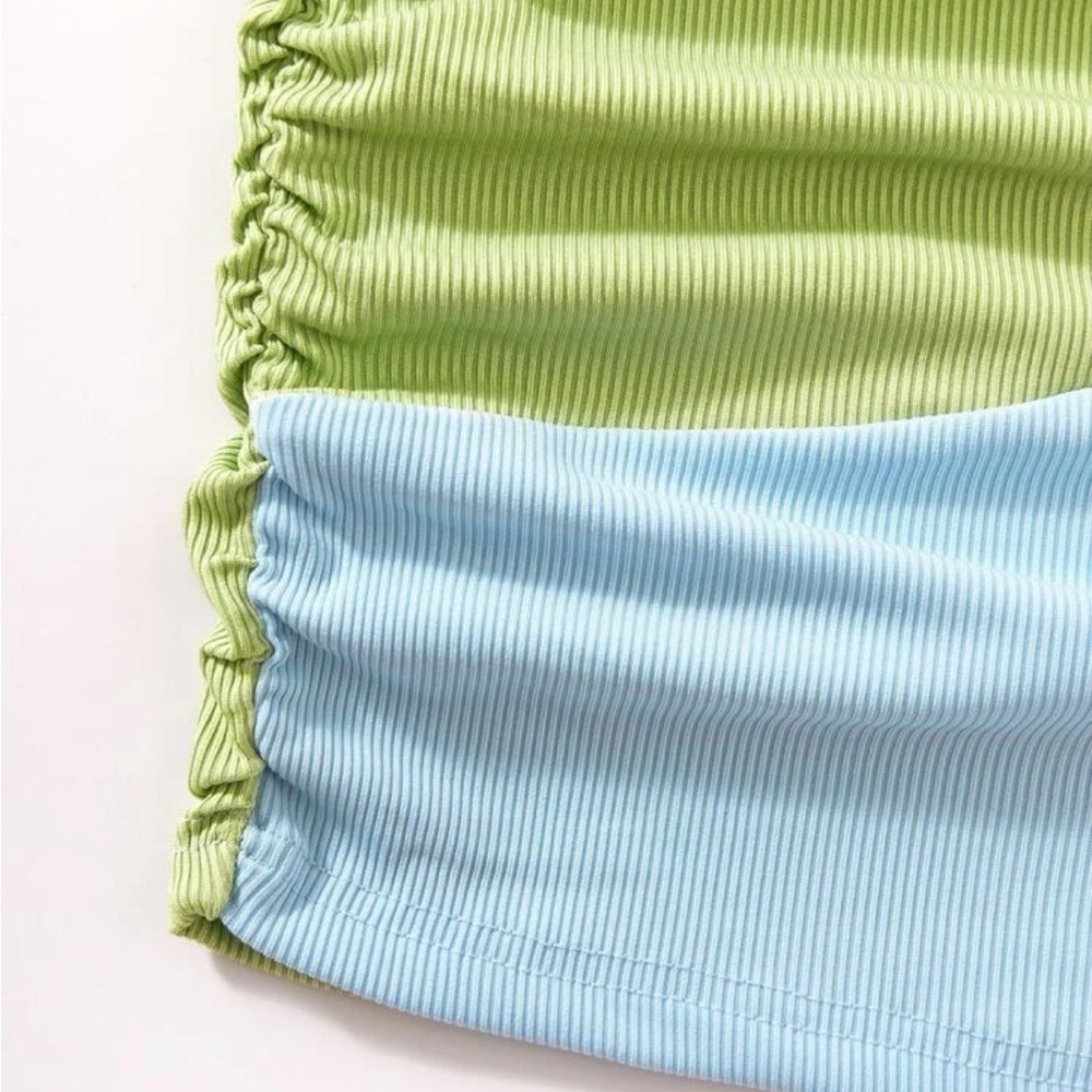 Halter Neck Ruched Ribbed Knit Dress - Picture 9 of 12